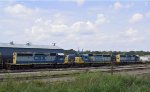 A trio of CSX SD40-2's sit in the yard
